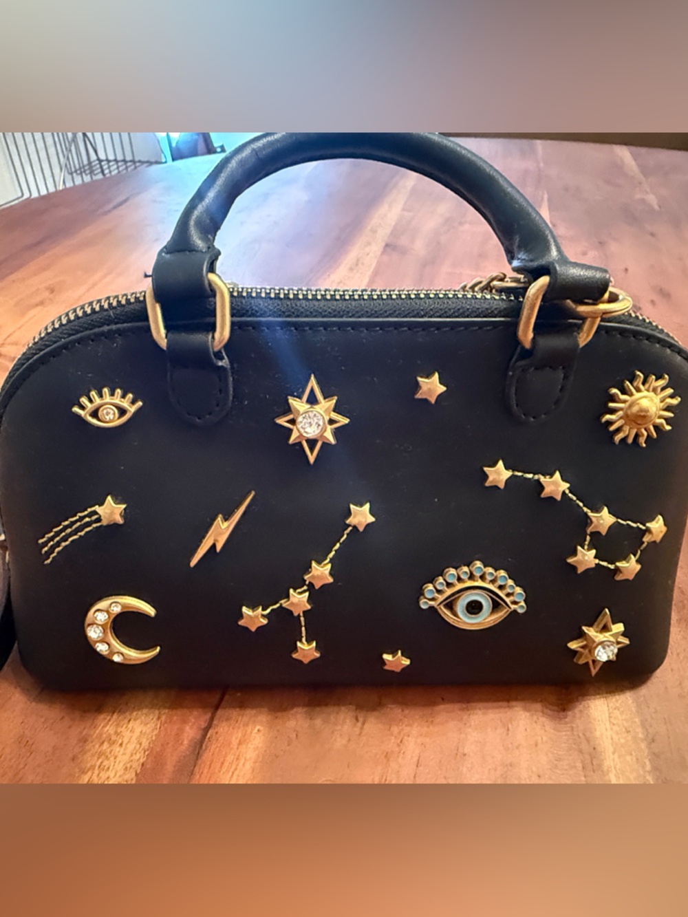 Black Embellished Cosmic Satchel - Designer-Inspired Women’s Bag